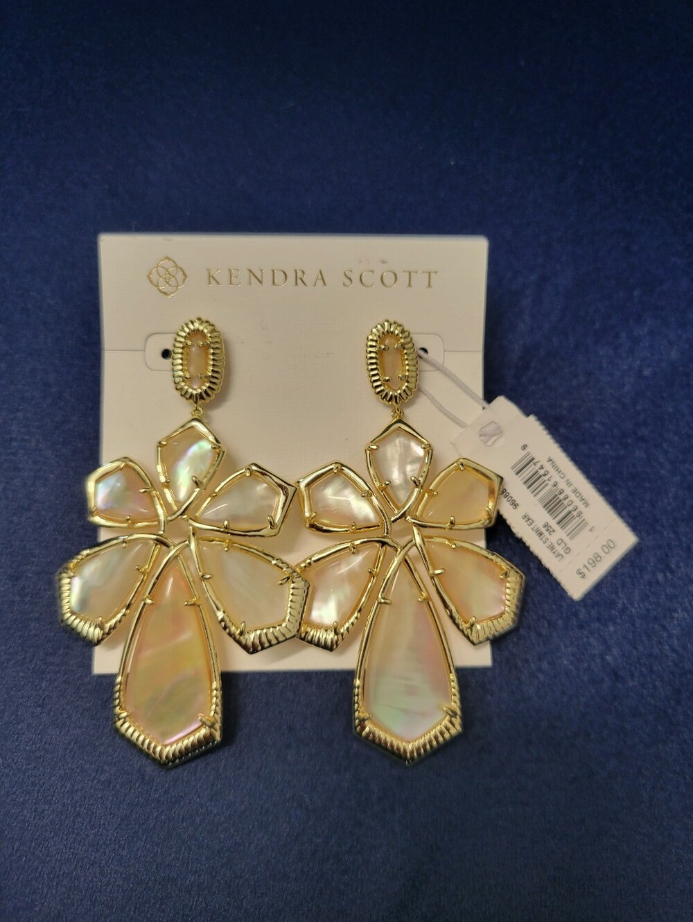 Kendra Scott Gold Iridescent Floral Drop Earrings